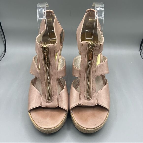 Michael Kors Damita Espadrille Leather Wedge Sandals - Picture 3 of 9